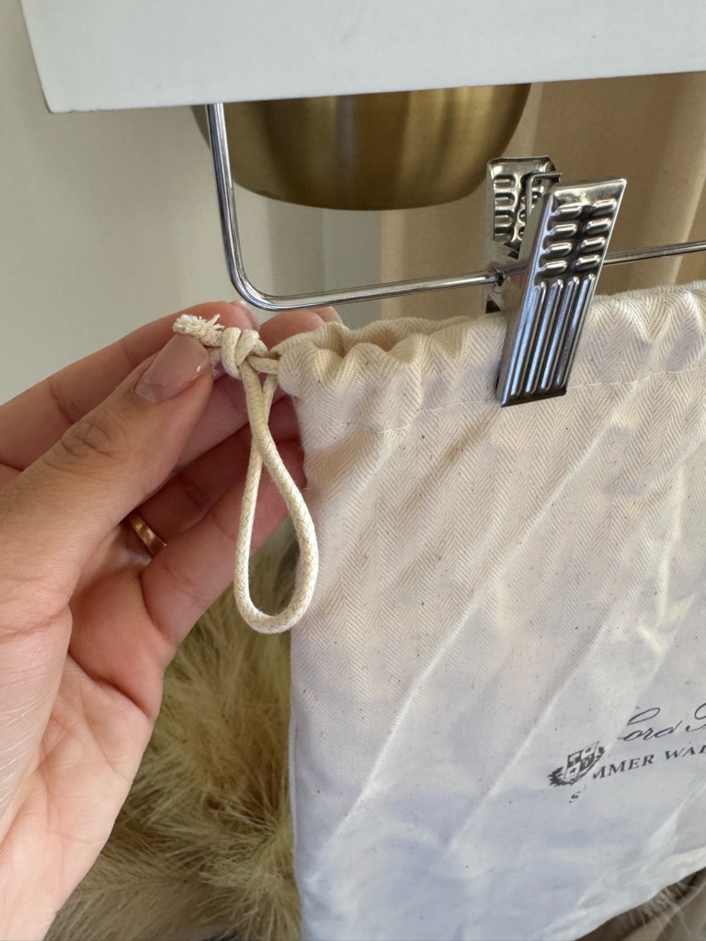 Loro Piana Summer Walk Drawstring Dust Bag - Cream - Picture 3 of 4